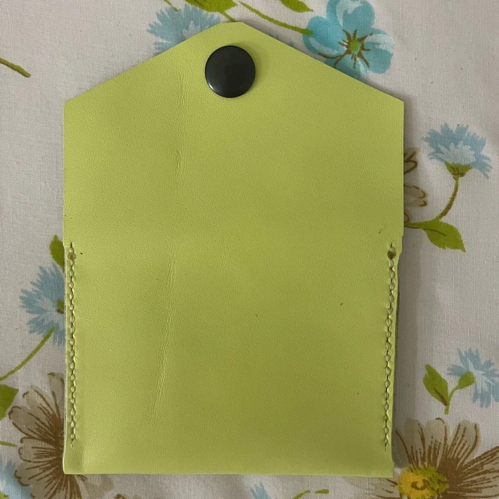Hand Crafted Neon Lime Green Card Holder NEW Never Used Handmade